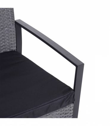 3 Pieces Rattan Dining Set Patio Bistro Table Chair Conversation Set w/ Cushion