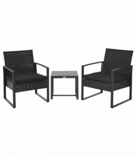 3 Pc Patio Rattan Coffee Set-Black