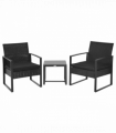3 Pc Patio Rattan Coffee Set-Black