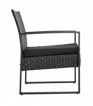 3 Pc Patio Rattan Coffee Set-Black