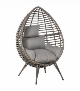 Outdoor Indoor Rattan Egg Chair Wicker Weave Teardrop Chair with Cushion