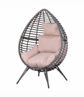 PE Rattan Outdoor Egg Chair w/ Cushion Grey