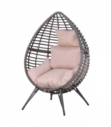 PE Rattan Outdoor Egg Chair w/ Cushion Grey