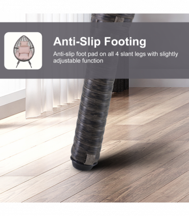 PE Rattan Outdoor Egg Chair w/ Cushion Grey