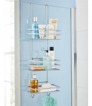 3 Tier Non Rust Hanging Shower Caddy Bathroom Organiser in Silver