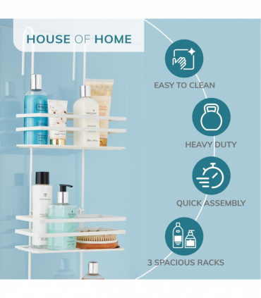 3 Tier Non Rust Hanging Shower Caddy Bathroom Organiser in White