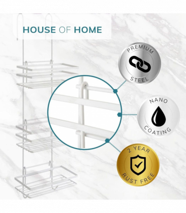 3 Tier Non Rust Hanging Shower Caddy Bathroom Organiser in White