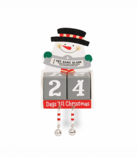 Pre-personalised Christmas Wooden Advent Block Calendar - Blank Snowman