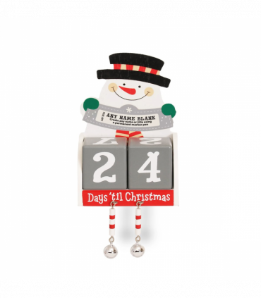 Pre-personalised Christmas Wooden Advent Block Calendar - Blank Snowman