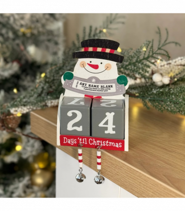 Pre-personalised Christmas Wooden Advent Block Calendar - Blank Snowman