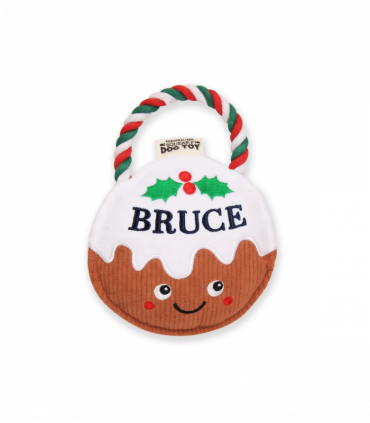 Pre-personalised Christmas Pudding Squeaky Dog Toy Gift - Bruce