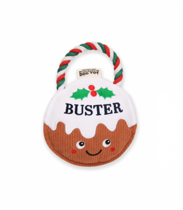 Pre-personalised Christmas Pudding Squeaky Dog Toy Gift - Buster