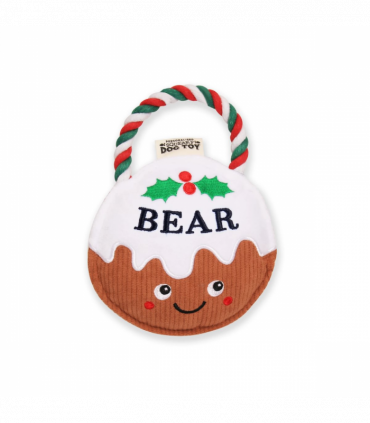 Pre-personalised Christmas Pudding Squeaky Dog Toy Gift - Bear