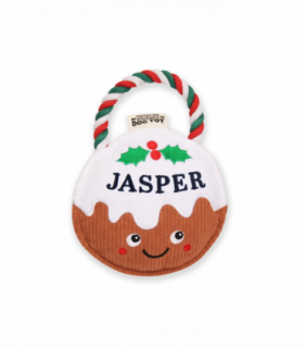 Pre-personalised Christmas Pudding Squeaky Dog Toy Gift - Jasper