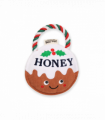 Pre-personalised Christmas Pudding Squeaky Dog Toy Gift - Honey