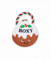 Pre-personalised Christmas Pudding Squeaky Dog Toy Gift - Roxy