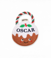 Pre-personalised Christmas Pudding Squeaky Dog Toy Gift - Oscar