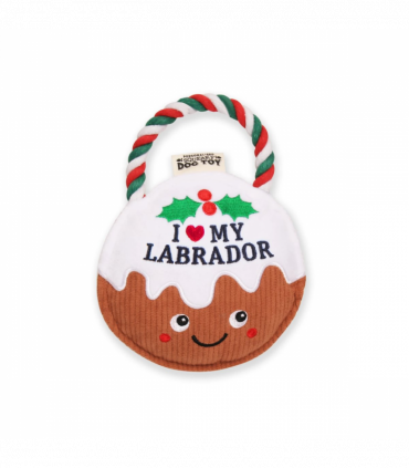 Pre-personalised Christmas Pudding Squeaky Dog Toy Gift - I love my Labrador