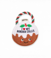 Pre-personalised Christmas Pudding Squeaky Dog Toy Gift - I love my Border Collie