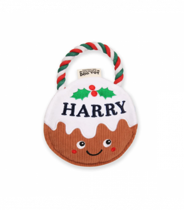 Pre-personalised Christmas Pudding Squeaky Dog Toy Gift - Harry