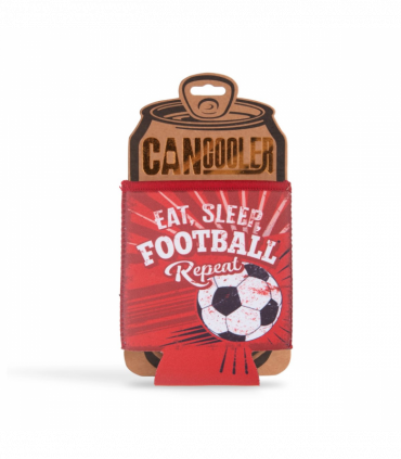 Pre-personalised Can Cooler Gift - Football (Red & White)