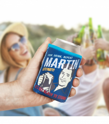 Pre-personalised Can Cooler Gift - Football (Red & White)