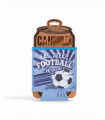 Pre-personalised Can Cooler Gift - Football (L Blue & White)