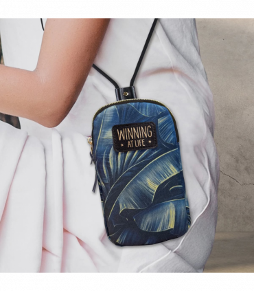 Pre-personalised Eco-Friendly Phone Bag With Strap - Winning at Life