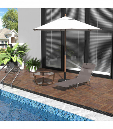 Sun Bed Chair Garden Lounger Recliner Adjustable Back Relaxer Chair Furniture - Coffee |  UK