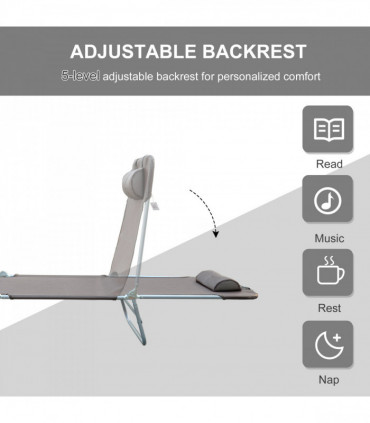 Sun Bed Chair Garden Lounger Recliner Adjustable Back Relaxer Chair Furniture - Coffee |  UK