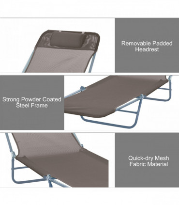 Sun Bed Chair Garden Lounger Recliner Adjustable Back Relaxer Chair Furniture - Coffee |  UK