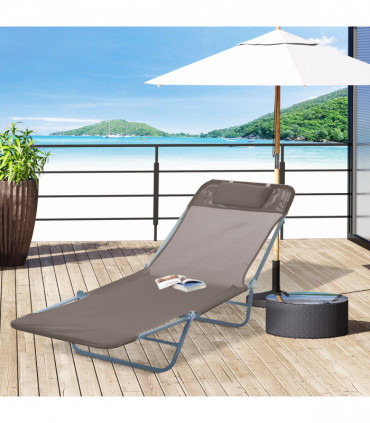 Sun Bed Chair Garden Lounger Recliner Adjustable Back Relaxer Chair Furniture - Coffee |  UK