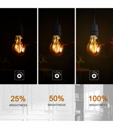 2 Pack A60 E27 4W Edison Style LED filament Retro Amber light bulb Warm white screw bulbs 2700K Light Bulbs