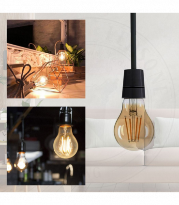 2 Pack A60 E27 4W Edison Style LED filament Retro Amber light bulb Warm white screw bulbs 2700K Light Bulbs