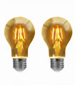 2 Pack A60 E27 8W Edison Style LED filament Retro Amber light bulb Warm white screw bulbs 2700K Light Bulbs