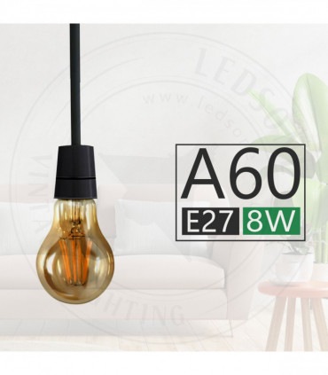 2 Pack A60 E27 8W Edison Style LED filament Retro Amber light bulb Warm white screw bulbs 2700K Light Bulbs