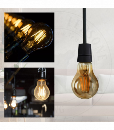 2 Pack A60 E27 8W Edison Style LED filament Retro Amber light bulb Warm white screw bulbs 2700K Light Bulbs