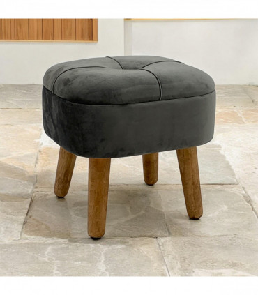 GREY WOODEN STOOL