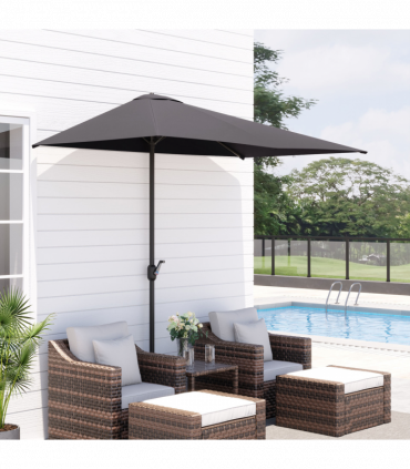 Half Parasol Semi Round UmbrellaCrank 2.3m, Grey NO BASE INCLUDED