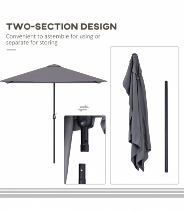 Half Parasol Semi Round UmbrellaCrank 2.3m, Grey NO BASE INCLUDED