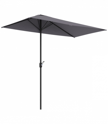 Half Parasol Semi Round UmbrellaCrank 2.3m, Grey NO BASE INCLUDED