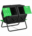 Outsunny 130L Compost Bin Dual Chamber Rotating Composter w/ Ventilation Holes