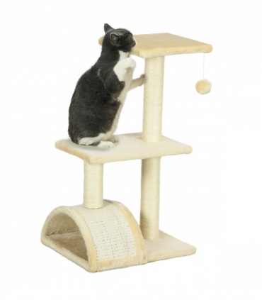 PawHut 72cm Cat Tree Climbing Tower with Sisal Scratching Post - Cream White