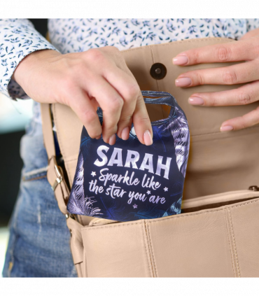 Pre-personalised Pack-Away Sparkle Shopper Bag - Sarah