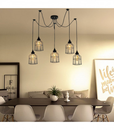 Vintage Retro Industrial Ceiling Cage Light Shade Spider Pendant Lamp Chandelier