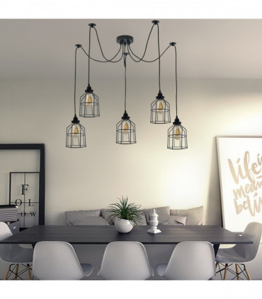 Vintage Retro Industrial Ceiling Cage Light Shade Spider Pendant Lamp Chandelier