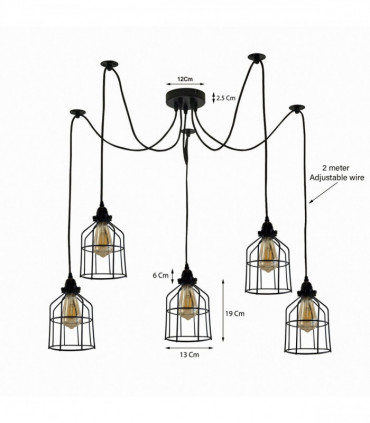 Vintage Retro Industrial Ceiling Cage Light Shade Spider Pendant Lamp Chandelier
