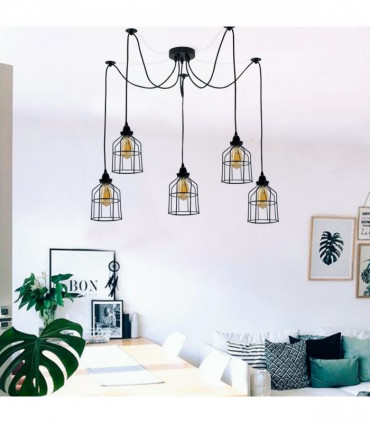 Vintage Retro Industrial Ceiling Cage Light Shade Spider Pendant Lamp Chandelier