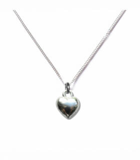 Puff Heart Silver Necklace