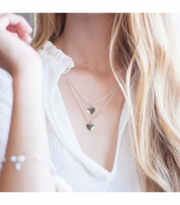 Puff Heart Silver Necklace